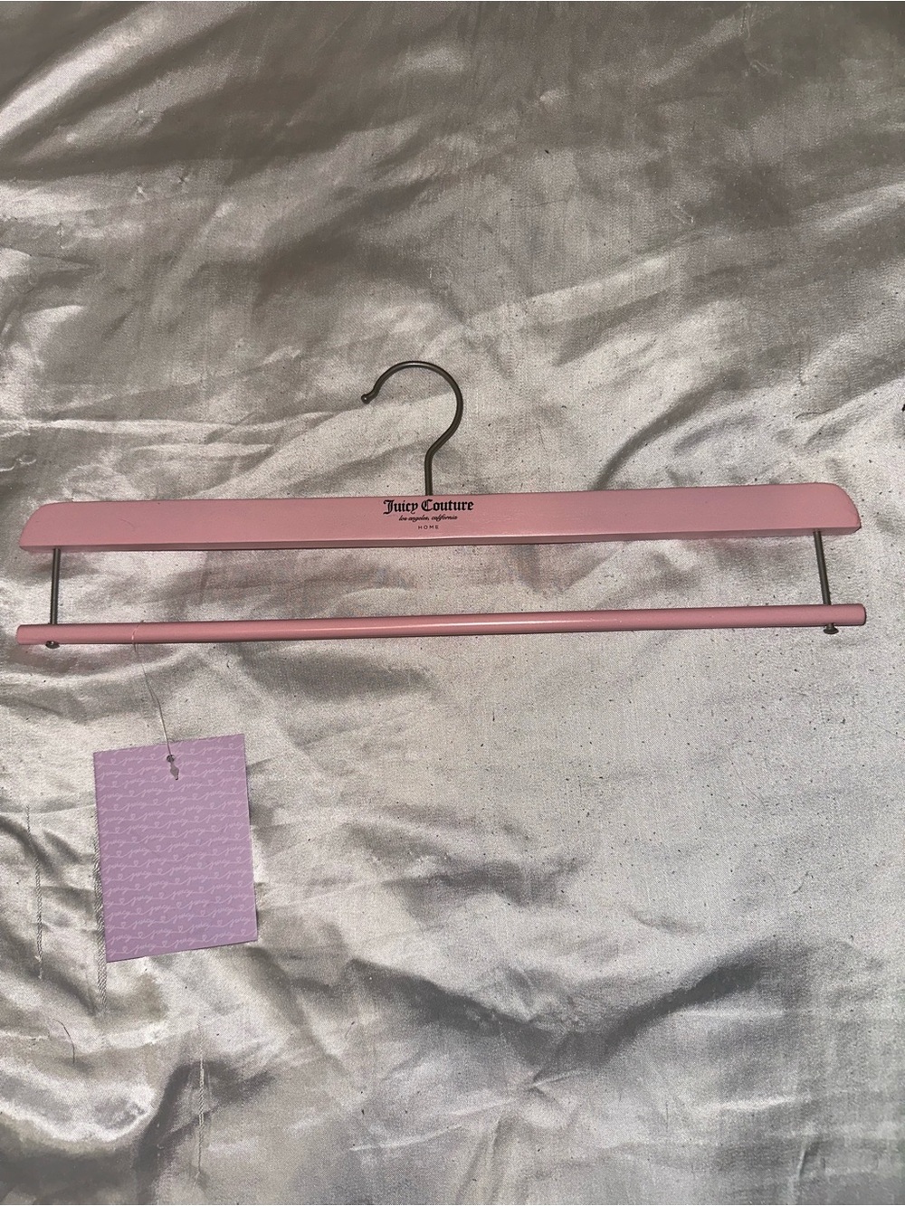 Juicy Couture Pink Branded Wooden Pant Hanger with Bar